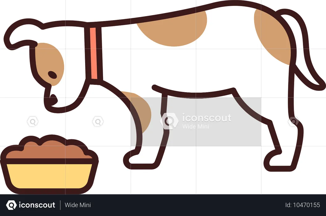 Cachorro comendo ração seca  Ilustração