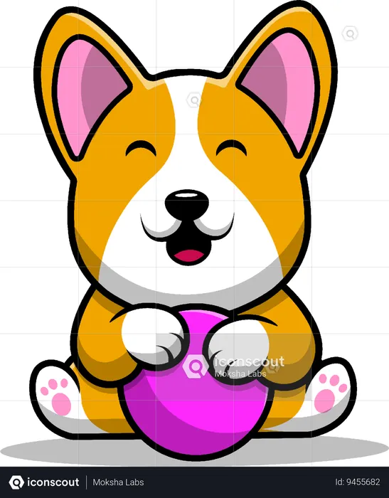 Cachorro jogando bola  Ilustração