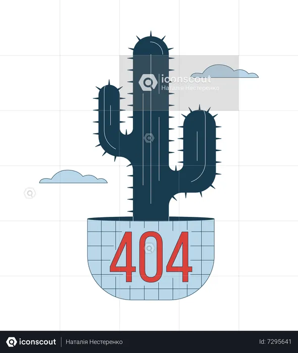 Cactus in clouds 404 flash message  Illustration