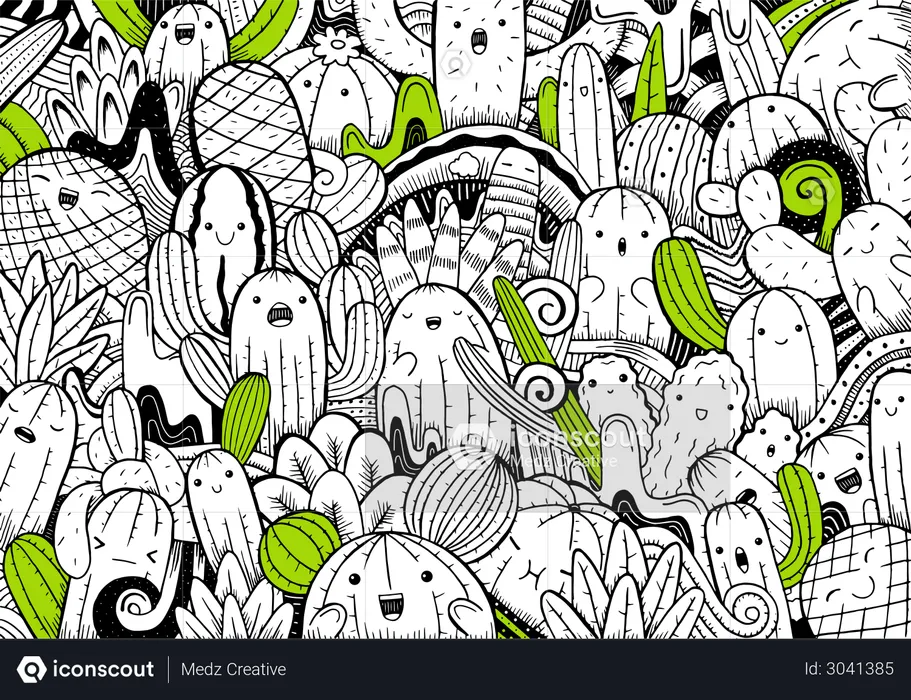 Cactus plants pattern  Illustration