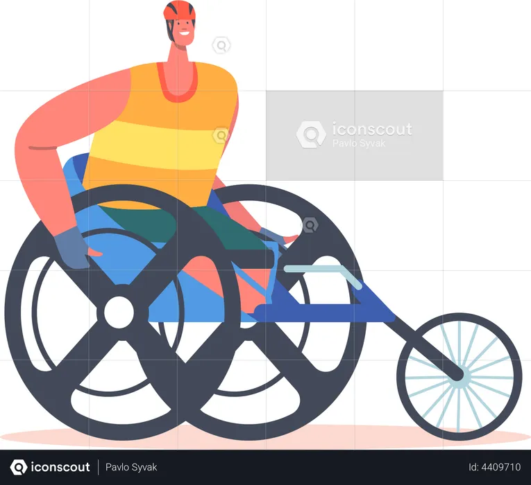 Cadeira de rodas de corrida paraolímpica  Ilustração