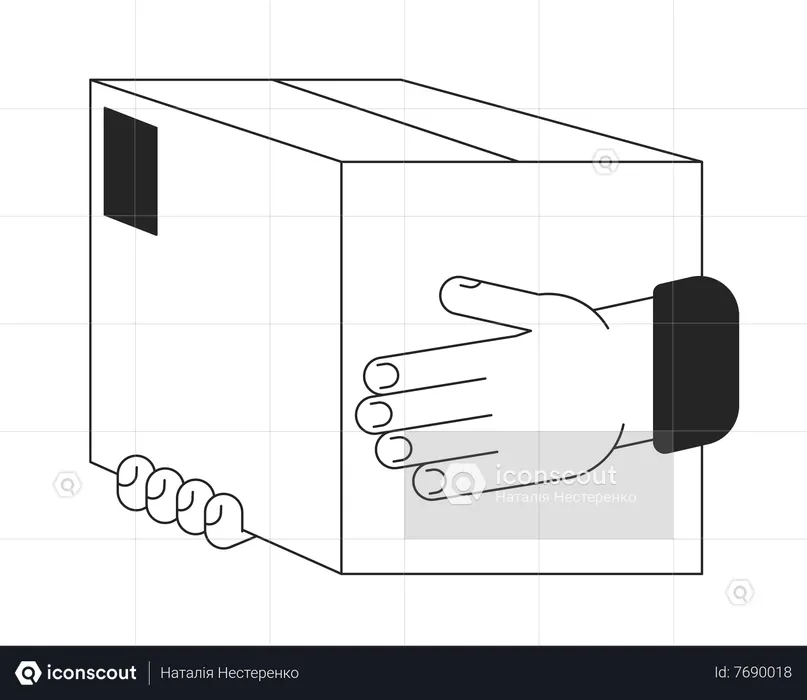 Mão segurando uma caixa de papel  Ilustração