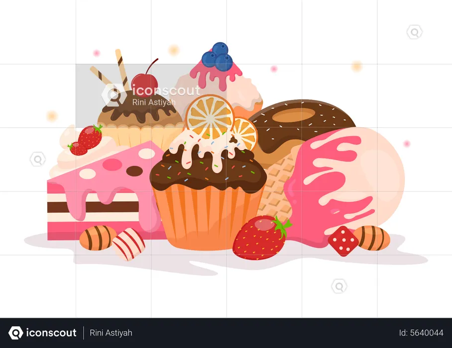 Cake and sweets  Illustration