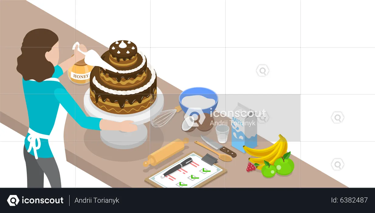 Cake Baking  Illustration