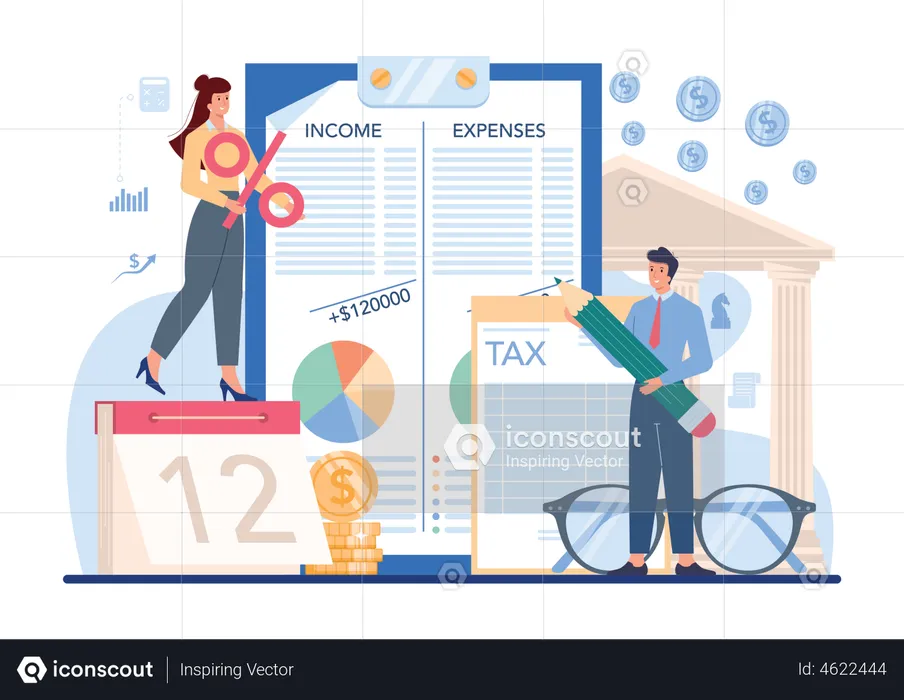 Calculate income and expenses tax  Illustration