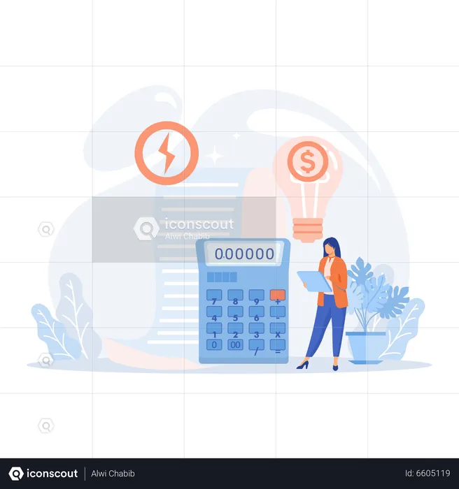 Calculating and paying electricity  Illustration