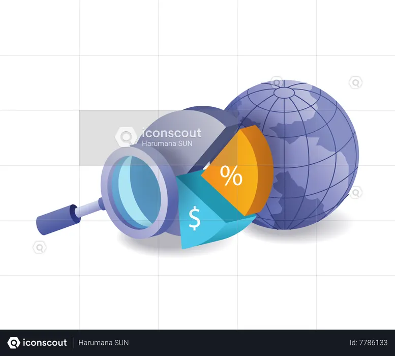 Calculating world population with a graph chart  Illustration