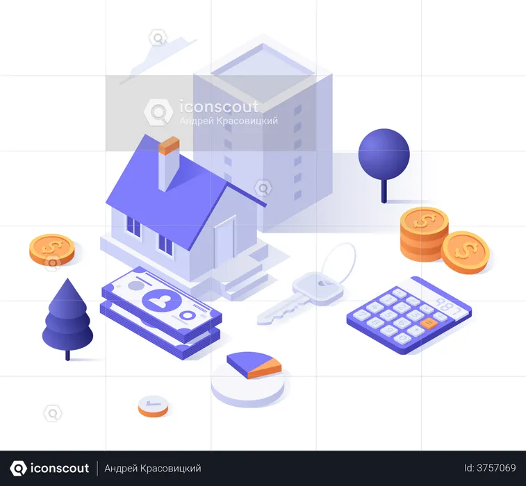 Cálculo de hipoteca imobiliária  Ilustração