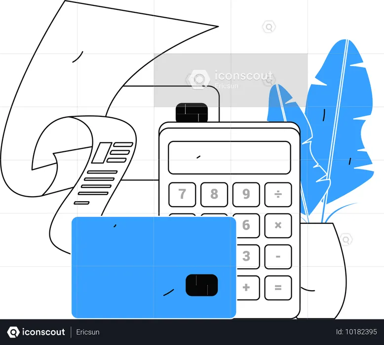 Cálculo financeiro com fatura de cartão de crédito  Ilustração