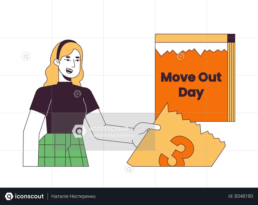Calendar woman on moving out day  Illustration