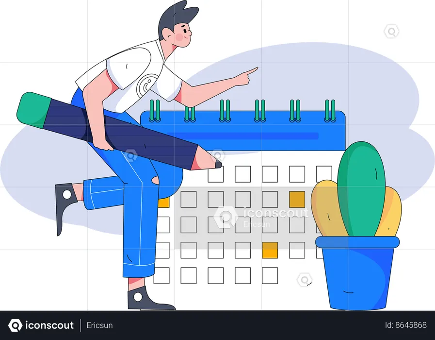 Hombre haciendo horario de negocios  Ilustración