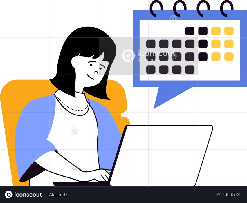 Chica mirando el calendario de negocios  Ilustración