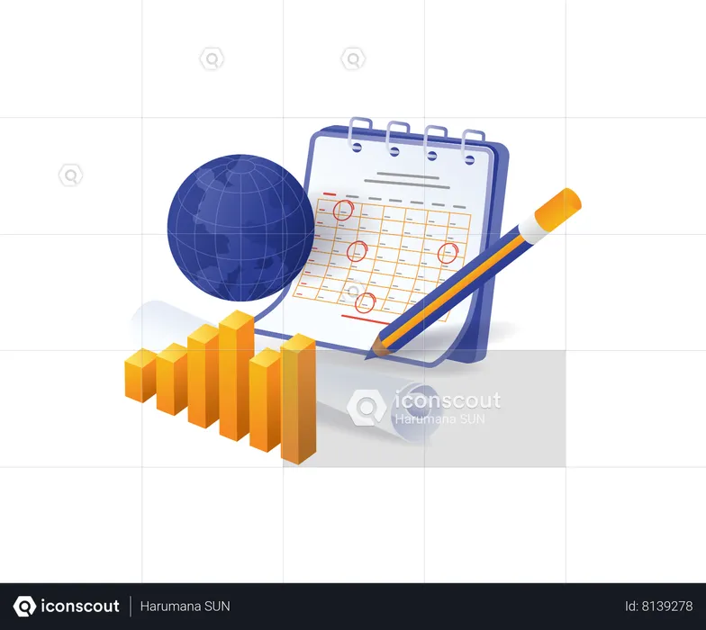 Calendario del plan de desarrollo empresarial.  Ilustración