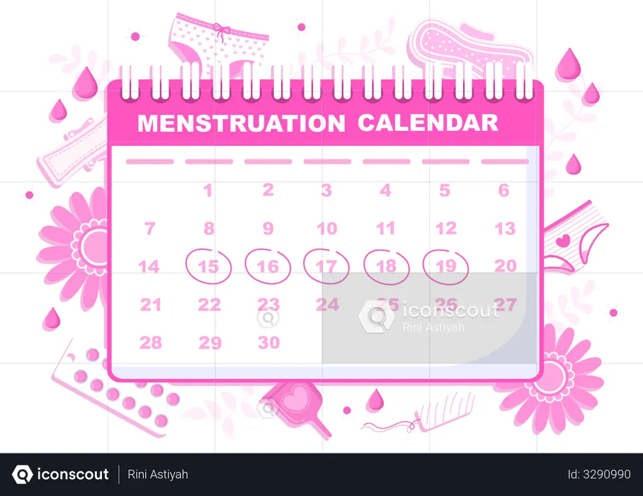 Calendário menstrual  Ilustração