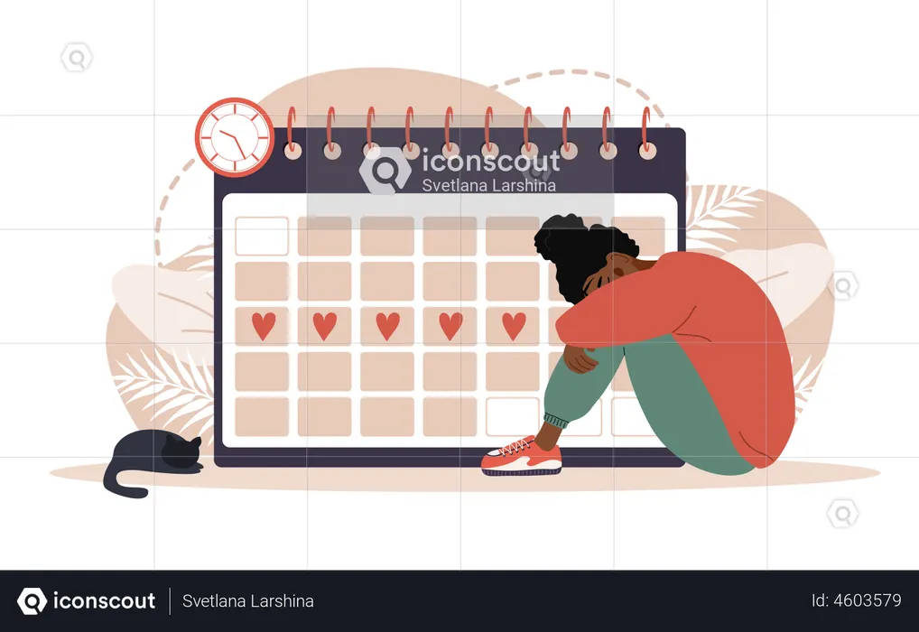 Calendario de periodo mujer  Ilustración
