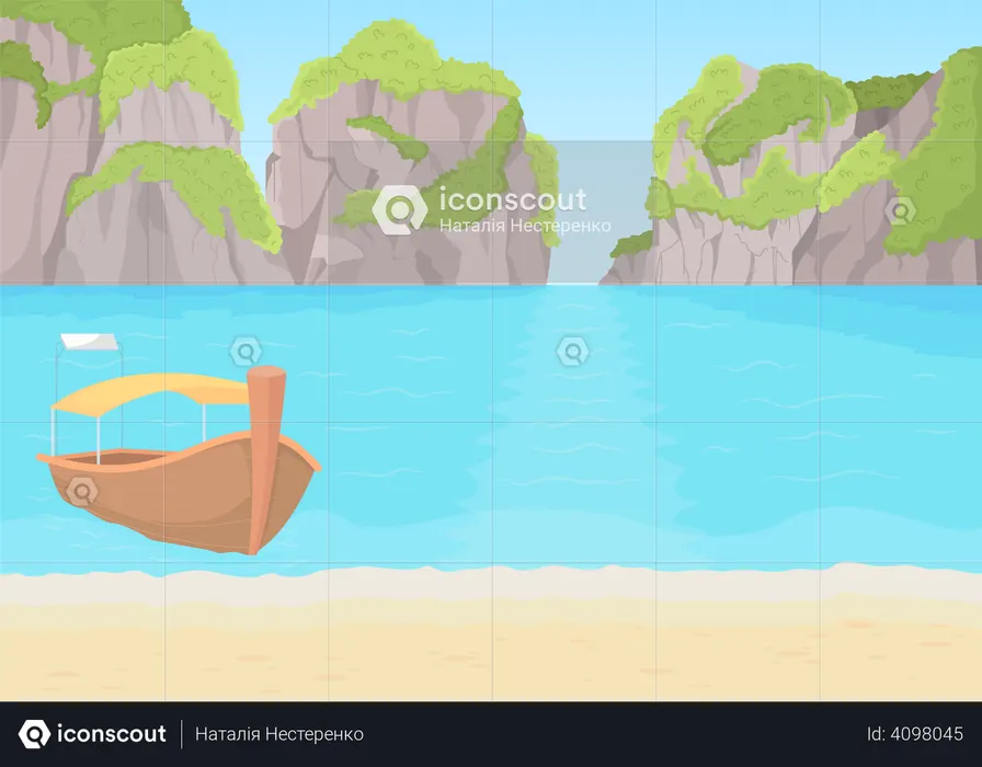 Cálido lugar exótico para vacacionar.  Ilustración
