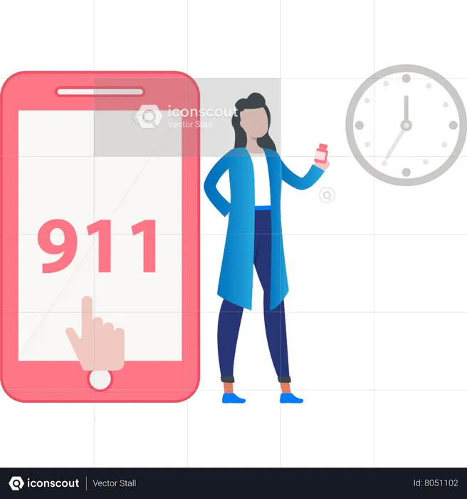 Call 911 in emergency  Illustration