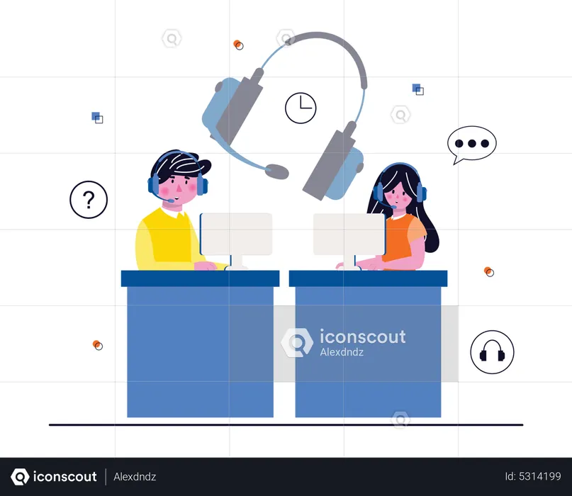 Call center agent working at office  Illustration