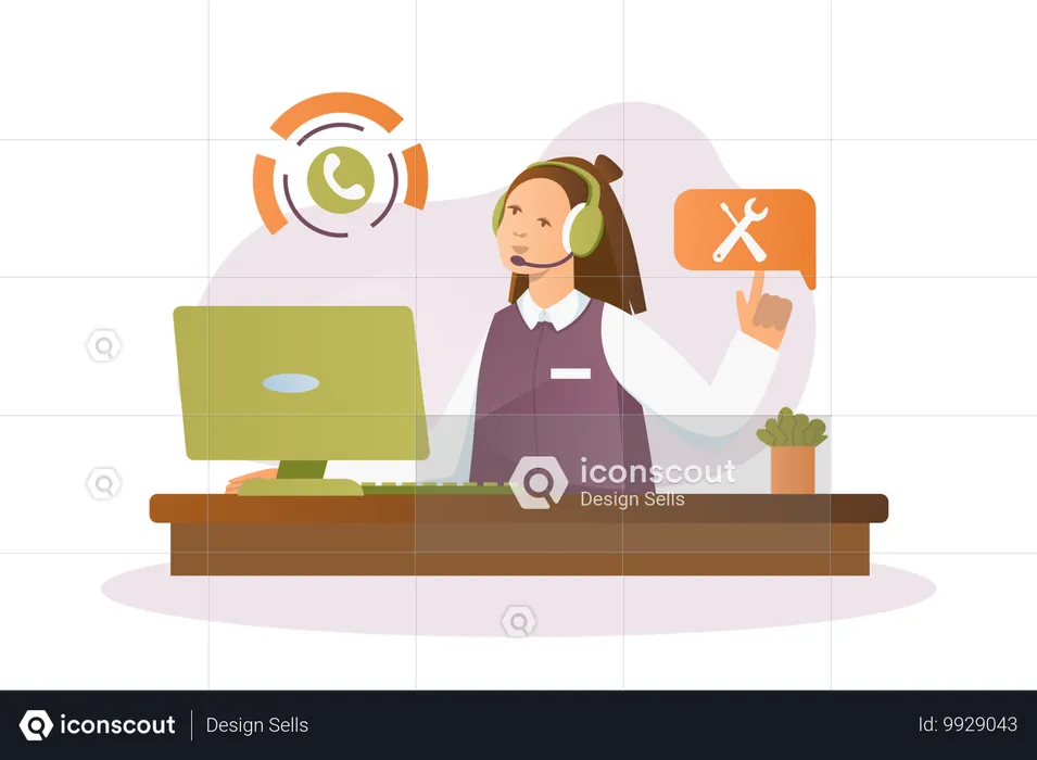 Call center employee trying to contact customer  Illustration