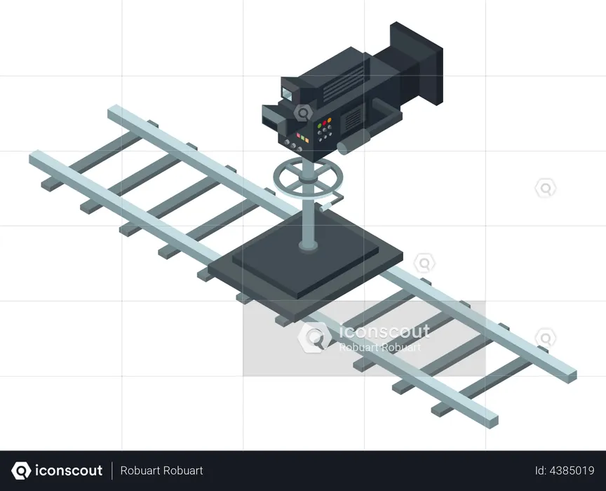 Câmera profissional sobre trilhos para movimentação  Ilustração