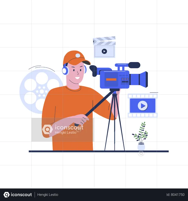 Cameraman taking video  Illustration
