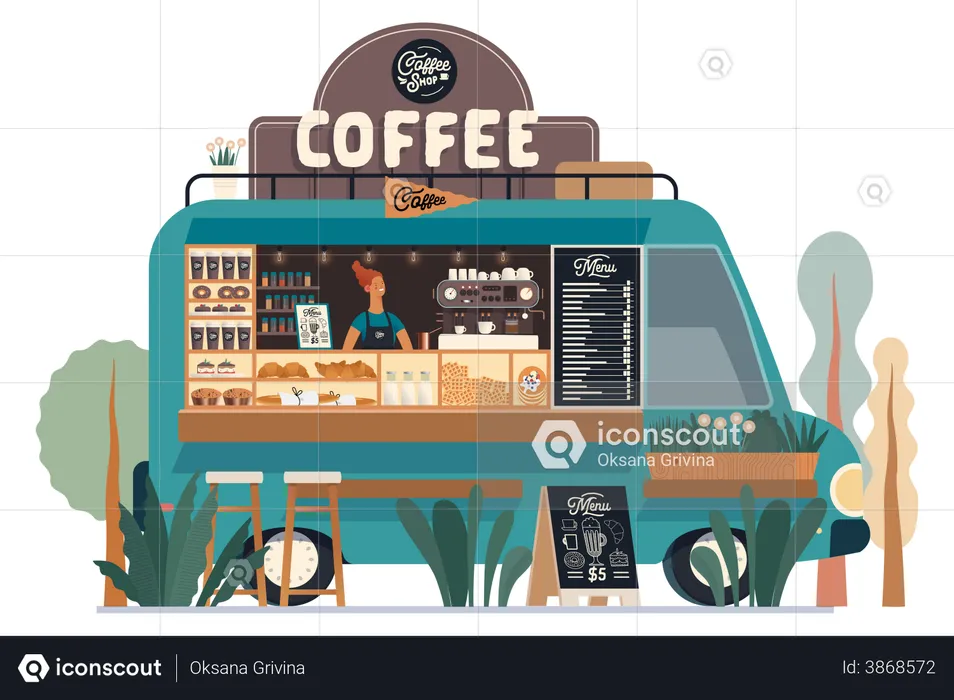 Camion de café  Illustration