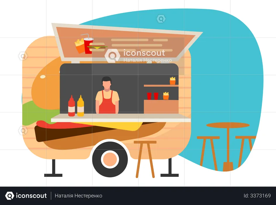 Camión de comida de hamburguesas  Ilustración