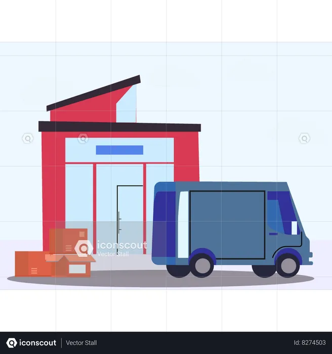 Camion garé pour le chargement  Illustration