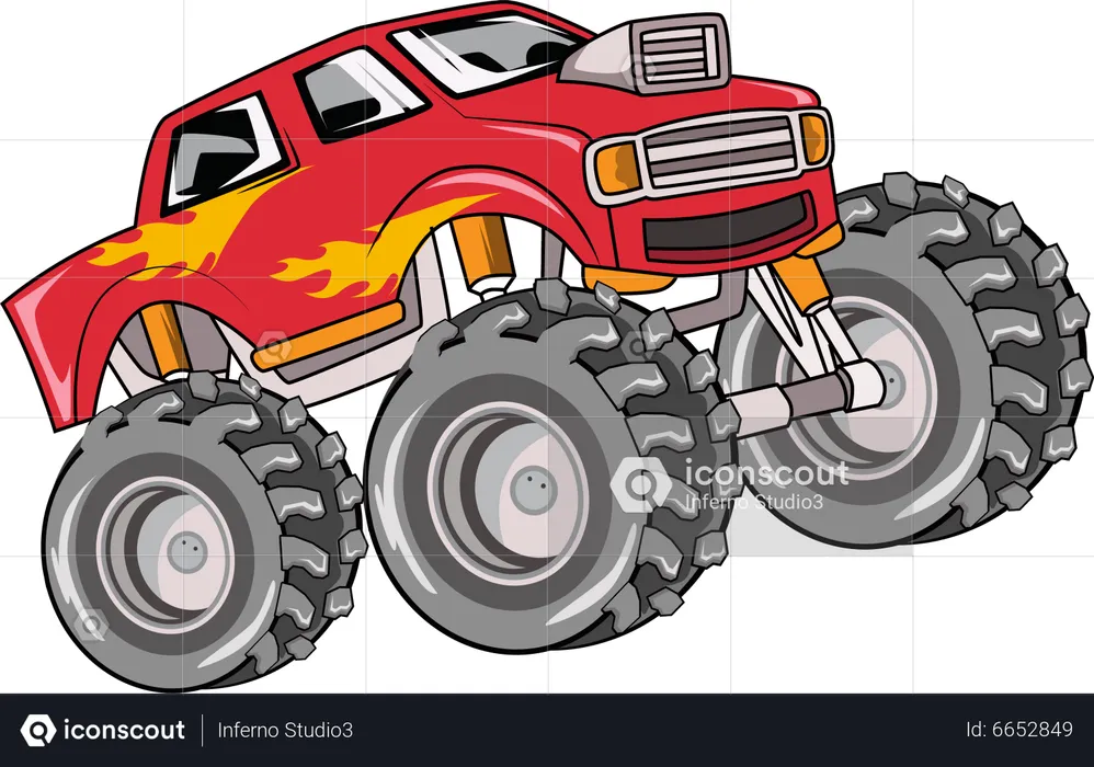 Camion monstre rouge  Illustration