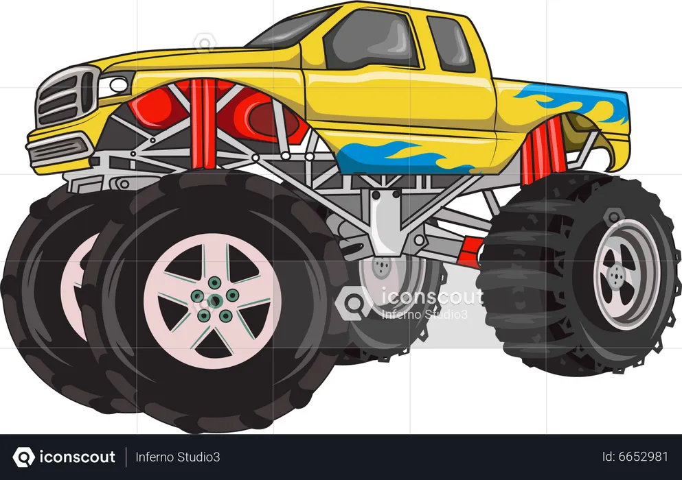 Camion monstre sur la boue  Illustration