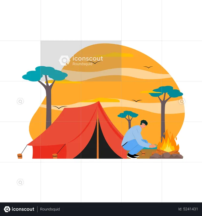 Man Camping  Illustration