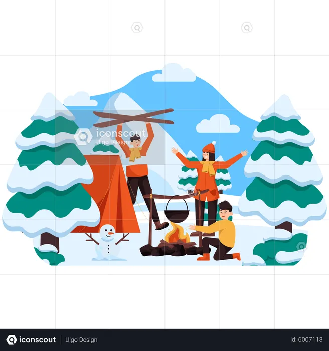 Campamento de invierno  Ilustración