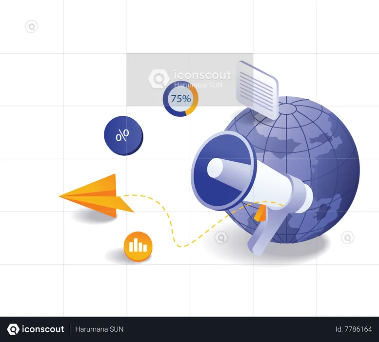 Campanha mundial de negócios de marketing digital  Ilustração