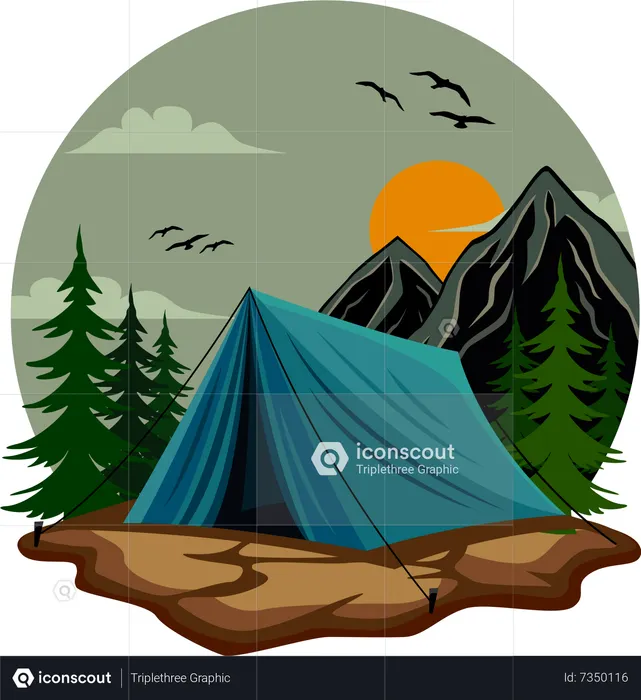 Camping outdoors  Illustration