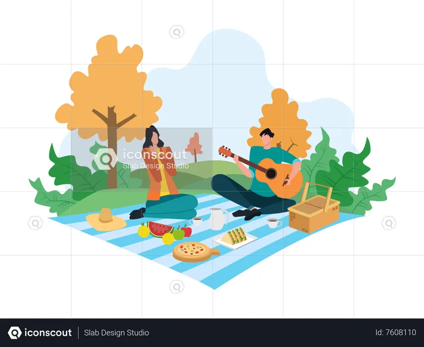 Camping With Friends  Illustration