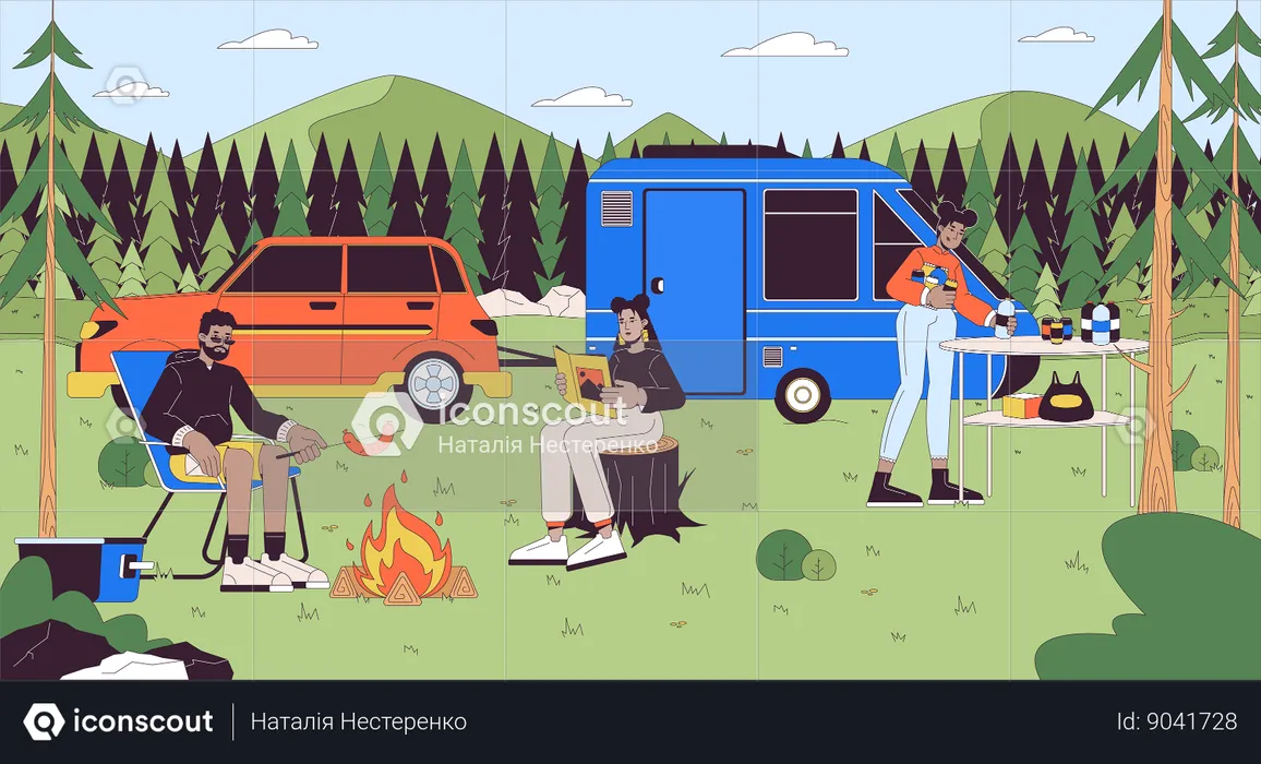 Campsite recreation  Illustration