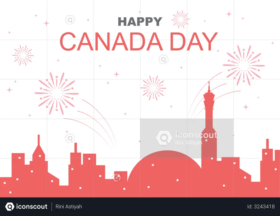 Canada Day Fireworks  Illustration