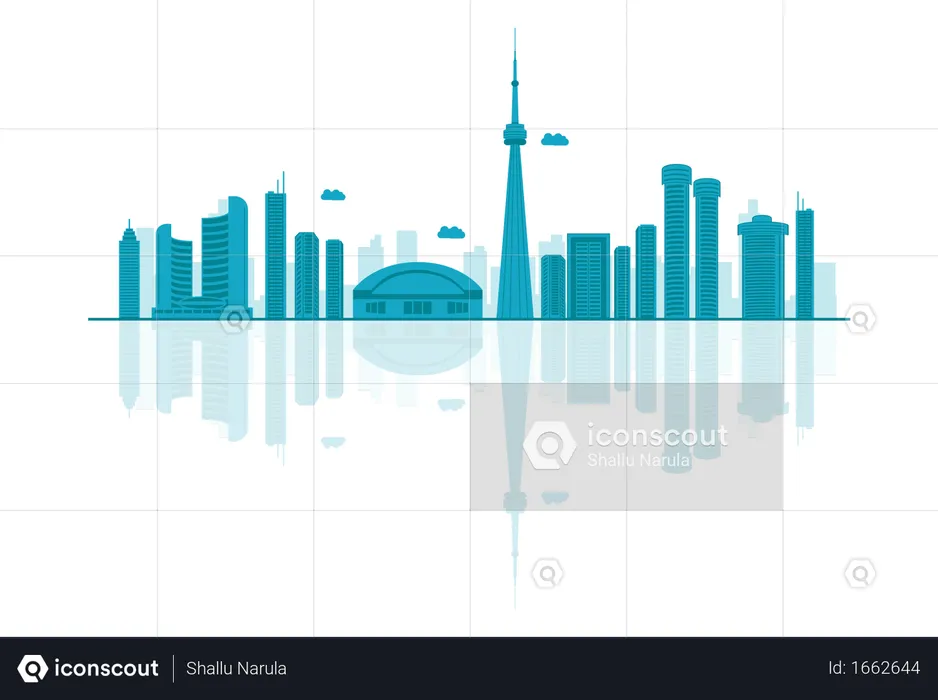 Silhueta do horizonte do Canadá com reflexos  Ilustração