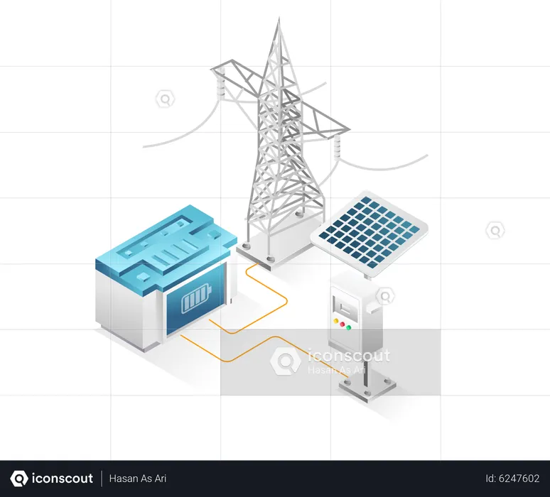 Canal de energia do painel solar  Ilustração