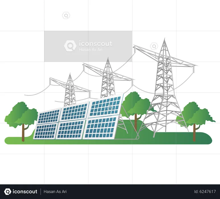 Canal de poteau d'énergie solaire  Illustration