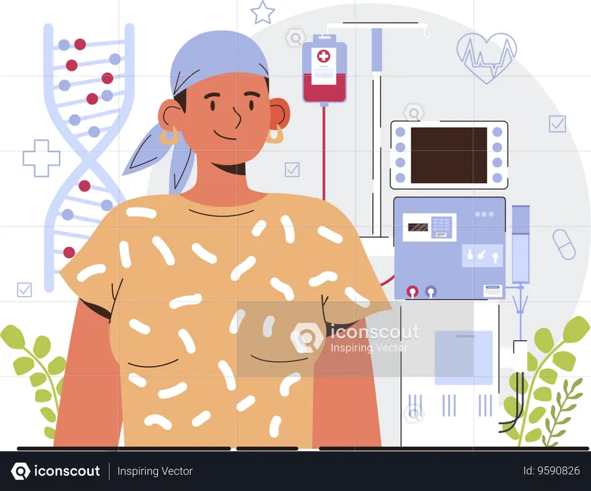 Cancer patient at hospital for cancer treatment  Illustration