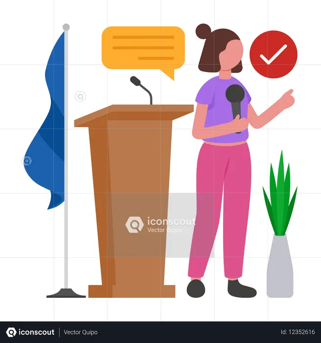Candidata fazendo discurso  Ilustração