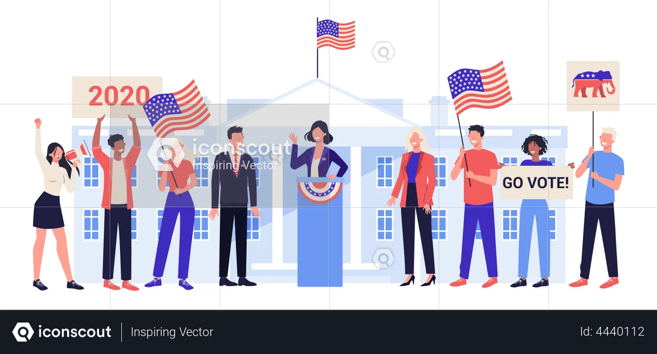 Candidate for president giving political speech  Illustration
