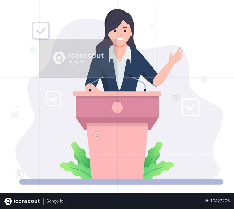 Une candidate politique prononce un discours  Illustration