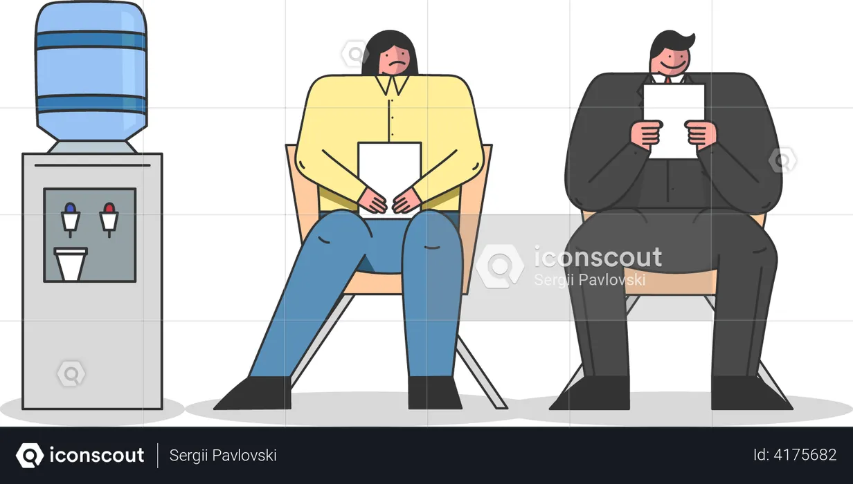 Candidates waiting for job interview  Illustration