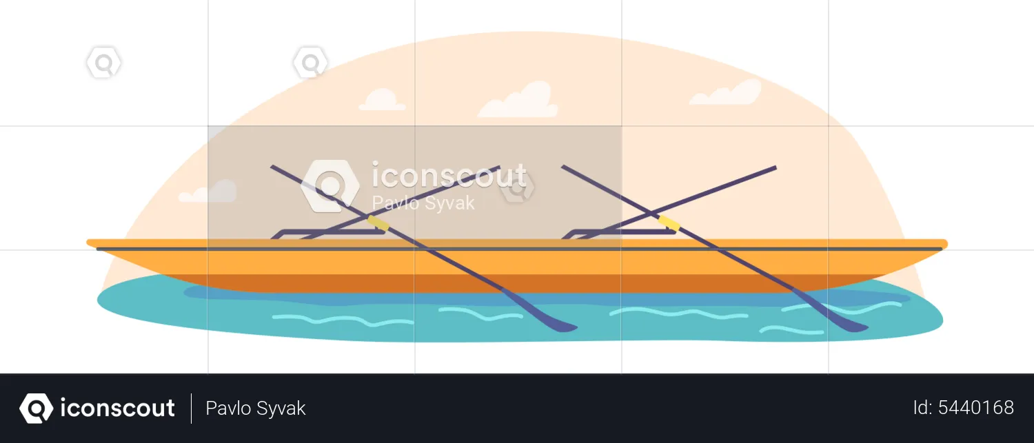 Canoe boat in the river  Illustration