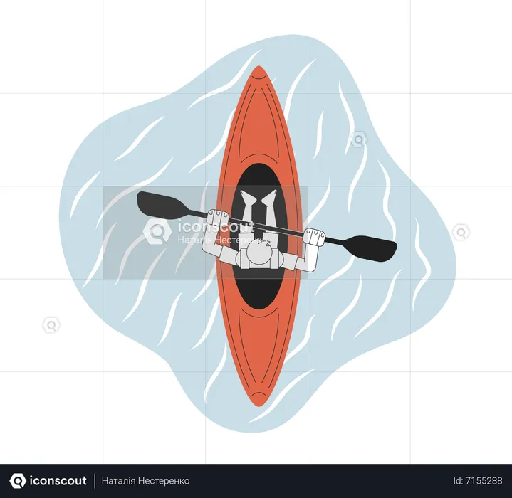 Canoeing on river  Illustration