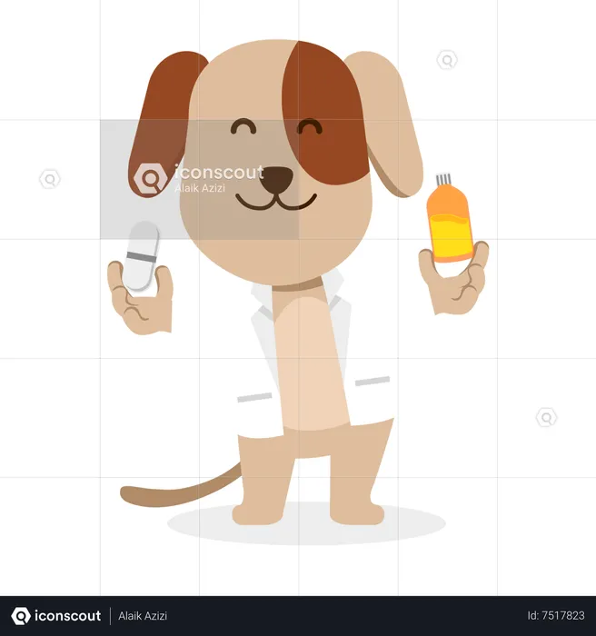 Cachorro como médico de animais de estimação  Ilustração