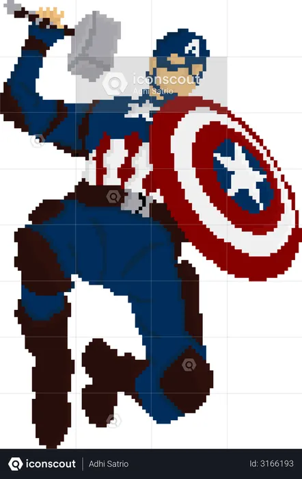 Captain America tenant Mjolnir et son bouclier  Illustration