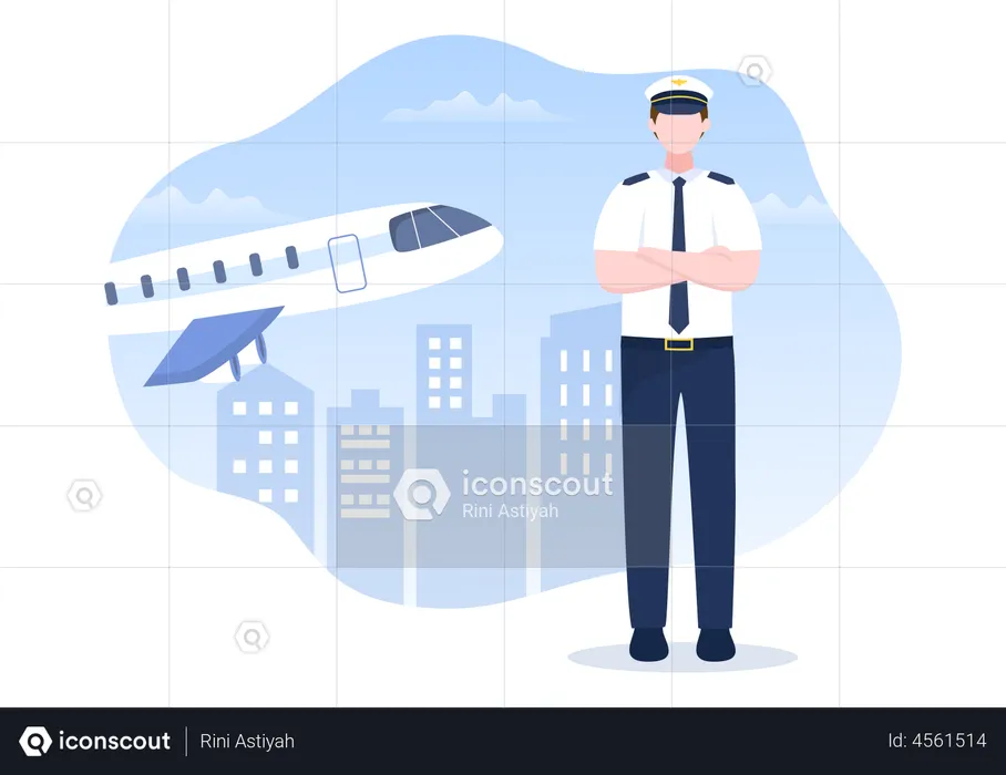 Capitaine d'avion debout  Illustration